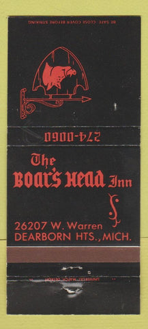 Matchbook Cover - Boar's Head Inn Dearborn Heights MI 30 Strike