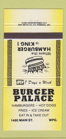 Matchbook Cover - Burger Palace Winnipeg MB 30 Strike