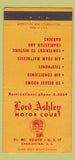 Matchbook Cover - Lord Ashley Motor Court Charleston SC 30 Strike