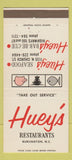 Matchbook Cover - Huey's Restaurants Burlington NC 30 Strike