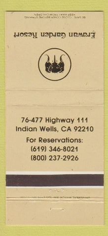 Matchbook Cover - Erawan Garden Resort Indian Wells CA 30 Strike