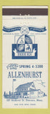 Matchbook Cover - Allenhurst Restaurant Danvers MA 30 Strike