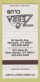 Matchbook Cover - Zebra Strip club Norwalk New Haven CT girlie 30 Strike