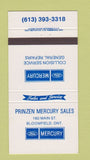 Matchbook Cover - Ford Mercury Prinzen Bloomfield ON 30 Strike