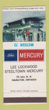Matchbook Cover - Ford Mercury 1972 Meteor Hamilton ON Lee Lockwood 30 Strike