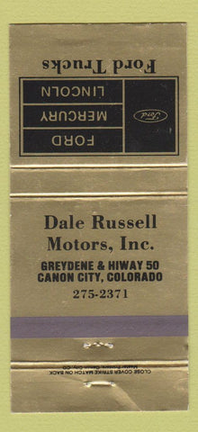 Matchbook Cover Ford Mercury Lincoln Dale Russell Canon City Colorado 30 Strike