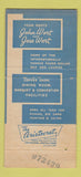 Matchbook Cover - Wort Hotel Jackson Hole WY 30 Strike