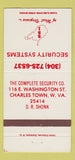 Matchbook Cover - SSI Security Systems Charlestown WV 30 Strike