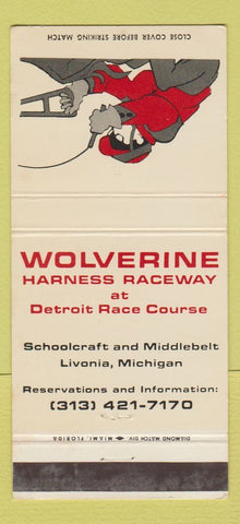 Matchbook Cover - Wolverine Harness Racing Livonia MI horse 30 Strike