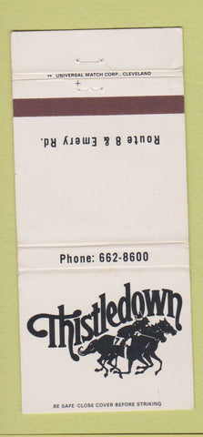Matchbook Cover - Thistledown Horse Racing North Randall OH WEAR 30 Strike