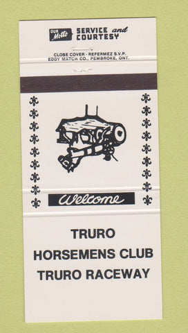 Matchbook Cover - Truro Horsemens Club Horse Racing NS 30 Strike