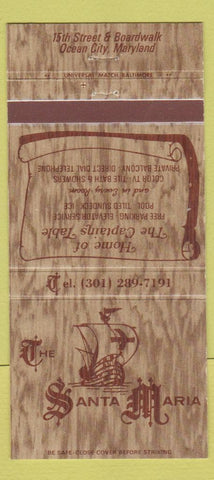 Matchbook Cover - The Santa Maria Ocean City MD 30 Strike