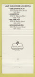 Matchbook Cover - Captain George's Restaurant Virginia Beach VA 30 Strike