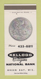 Matchbook Cover - Kellogg Citizens National Bank Green Bay WI 30 Strike