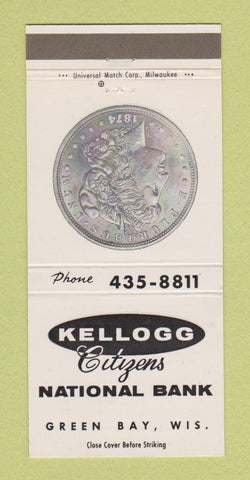 Matchbook Cover - Kellogg Citizens National Bank Green Bay WI 30 Strike