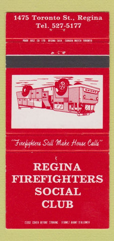 Matchbook Cover - Regina Firefighters Social Club SK WEAR 30 Strike