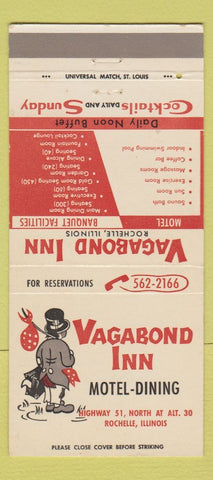 Matchbook Cover - Vagabond Motel Restaurant Rochelle IL 30 Strike
