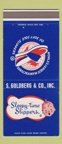 Matchbook Cover - Sleepy Time Slippers S Goldberg Hackensack NJ 30 Strike