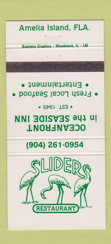 Matchbook Cover - Sliders Restaurant flamingo Amelia Island FL 30 Strike