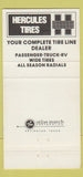 Matchbook Cover - Hercules Tires David Sandefur Arlington tX 30 Strike