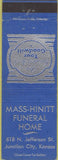 Matchbook Cover - Mass Hinitt Funeral Home Junction City KS blue
