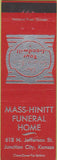 Matchbook Cover - Mass Hinitt Funeral Home Junction City KS red