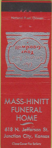 Matchbook Cover - Mass Hinitt Funeral Home Junction City KS red