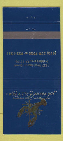 Matchbook Cover - Wright's Seafood Inn Heidelberg PA lobster 30 Strike