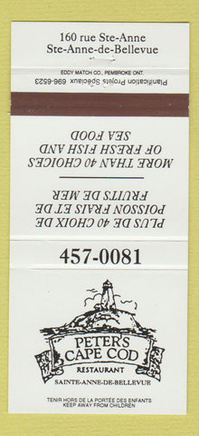 Matchbook Cover - Peter's Cape Cod Restaurant Ste Anne de Bellevue QC 30 Strike