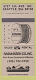 Matchbook Cover - Rasmussen Wire Rop Seattle WA 30 Strike