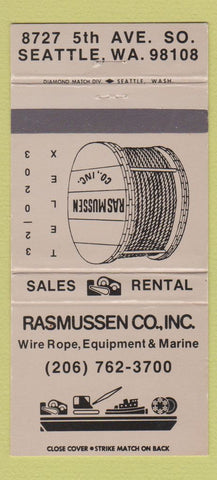 Matchbook Cover - Rasmussen Wire Rop Seattle WA 30 Strike