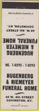 Matchbook Cover - Hugenberg Niemeyer Funeral Home Covington KY