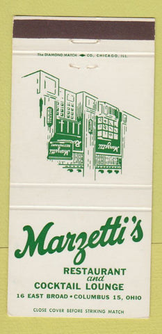 Matchbook Cover - Marzetti's Restaurant Columbus OH 30 Strike