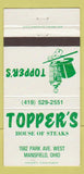 Matchbook Cover - Topper's Restaurant Mansfield OH 30 Strike