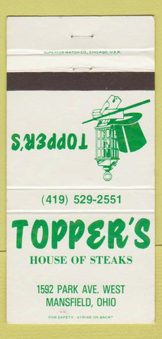 Matchbook Cover - Topper's Restaurant Mansfield OH 30 Strike
