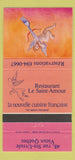 Matchbook Cover - Restaurant Le Saint Amour French Quebec QC 30 Strike