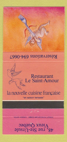 Matchbook Cover - Restaurant Le Saint Amour French Quebec QC 30 Strike