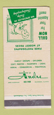 Matchbook Cover - Andre Photography Waukegan IL 30 Strike