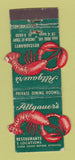 Matchbook Cover - Allgauer's Restaurant Chicago IL WORN Contour