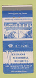 Matchbook Cover - Veterans Memorial Building Eugene OR 30 Strike
