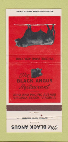 Matchbook Cover - The Black Angus Restaurant Virginia Beach VA 30 Strike