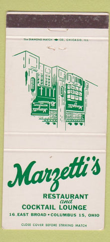 Matchbook Cover - Marzetti's Restaurant Columbus OH 30 Strike