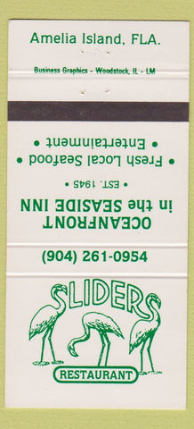 Matchbook Cover - Sliders Restaurant Amelia Island FL 30 Strike