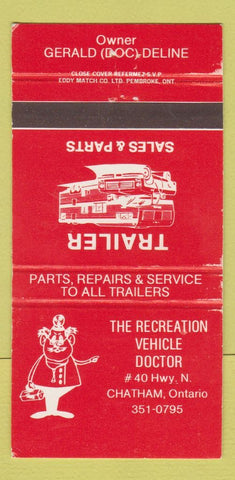 Matchbook Cover - Recreation Vehicle Doctor Chatham ON WEAR 30 Strike