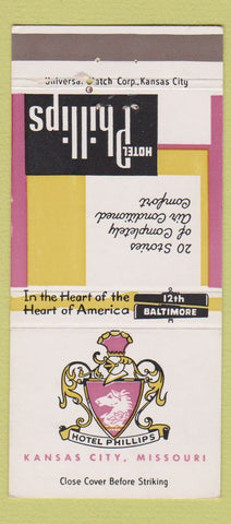 Matchbook Cover - Hotel Phillips Kansas City MO 30 Strike