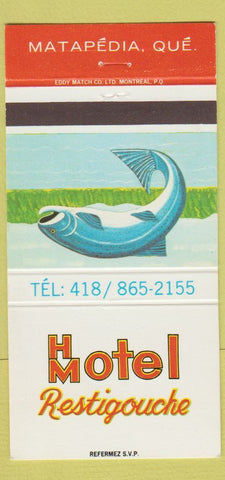 Matchbook Cover - Hotel Motel Restigouche Matapedia QC 30 Strike