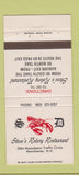 Matchbook Cover - Steve's Rotary Restaurant Manchester NH lobster 30 Strike