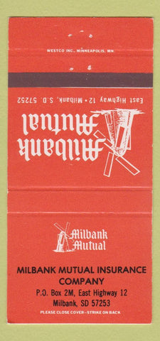 Matchbook Cover - Milbank Mutual Insurance Milbank SD 30 Strike