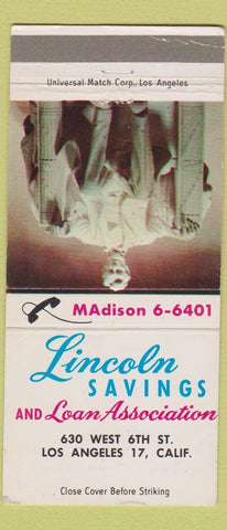 Matchbook Cover - Lincoln Savings and Loan Los Angeles CA WEAR 30 Strike
