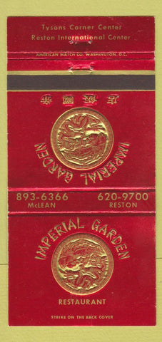Matchbook Cover - Imperial Garden Chinese Restaurant Reston McLean VA 30 Strike